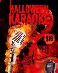 Red 3d Halloween Karaoke Instagram Portrait template