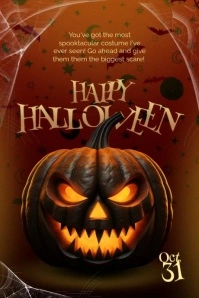 Red 3d Happy Halloween Day Poster template
