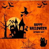 Red 3d Happy Halloween Instagram Post Instagram-opslag template