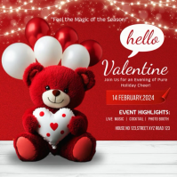 Red 3d Hello Valentine Square (1:1) template