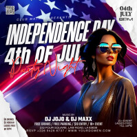 Red 3d Independence Day Party  Square (1:1) template