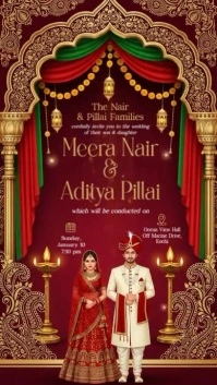 Red 3d Indian Wedding Invitation Instagram Story template