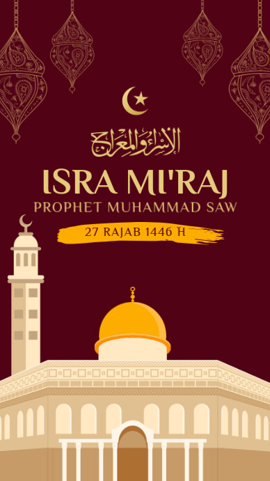 Red 3d Isra Mi'raj Tampilan Digital (9:16) Template | PosterMyWall