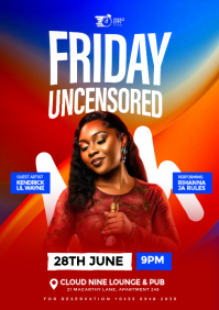 Red 3D Joyful Night Club Party Flyer A4 Print template