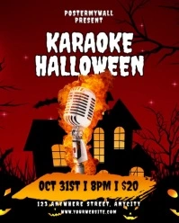 Red 3d Karaoke Halloween Instagram Portrait template