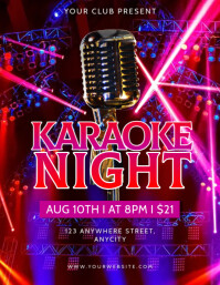 Red 3d Karaoke Night Pamflet (letter As) Flyer (US Letter) template