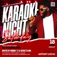 Red 3d Karaoke Night Video Ads Flyer Instagram Post template