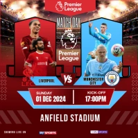 Red 3d Liverpool Vs Manchester City Premier League Match  Instagram Post template