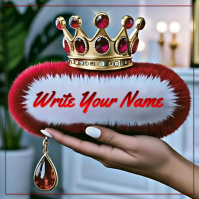 Red 3d Luxury Personalized Name Square (1:1) template