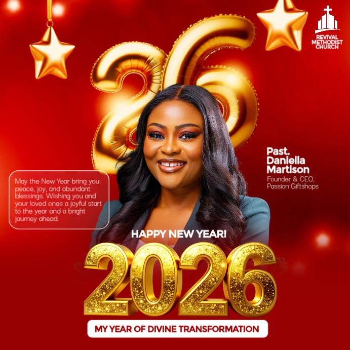 Plantilla de Red 3D Maximalist 2026 Happy New Year Church Flyer ...