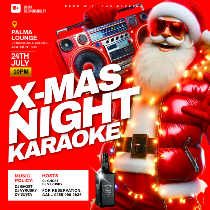 Red 3D Maximalist X-mas Night Karaoke Party Flyer Instagram Post ...