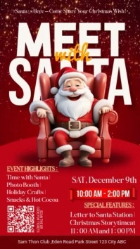 Meet With Santa Instagram Story, event, greeting card template