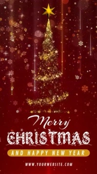 Red 3d Merry Christmas Tampilan Digital (9:16) template