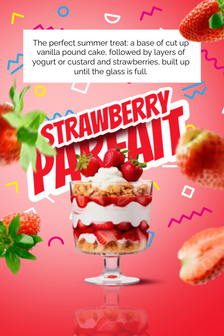 Parfait Front Design Red 3d National Strawberry Parfait Day Poster Template | PosterMyWall