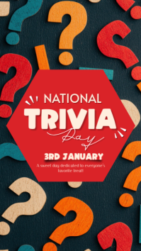 Red 3d National Trivia Day Instagram Story template