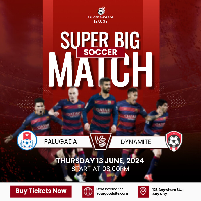 Red 3d Red And White Modern Football Match Po Publicação no Instagram template
