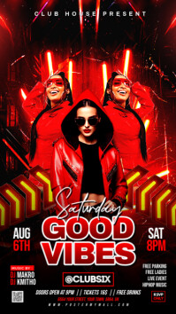 Red 3d Saturday Good Vibes Party F Instagram Story template