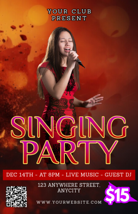 Red 3d Singing Party Tabloid Template | PosterMyWall