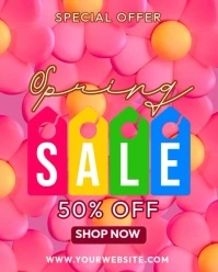 Red 3d Spring Sale Instagram Portrait template