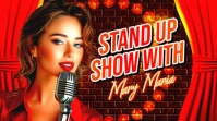 Red 3d Stand Up Show Youtube Thumbnail poster flyer template