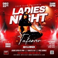 Red 3d  Sunday Takeover Ladies Night Party Square (1:1) template