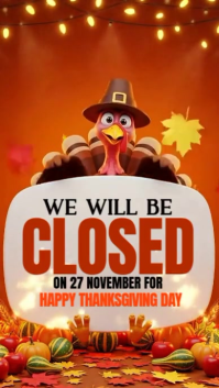 Red 3d Thanksgiving Day  Instagram Story template
