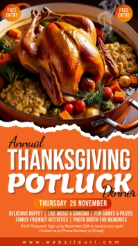 Red 3d Thanksgiving Potluck Instagram Story template