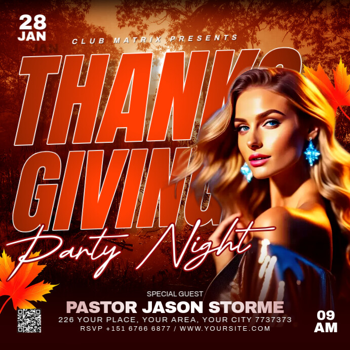 Red 3d Thanksgiving  Square (1:1) template