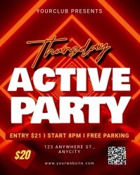 Red 3d Thursday Active Party Instagram Portrait template