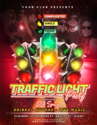 Red 3d Traffic Light Party Flyer (us Letter) Volante (Carta US) template
