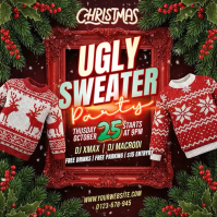 Red 3d Ugly Sweater Party Instagram Post template