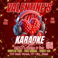 Red 3d Valentine's Day Karaoke  Instagram Post Instagram-Beitrag template