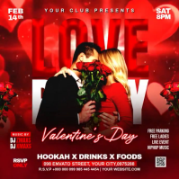 Red 3d  Valentine's Day Party Square (1:1) template