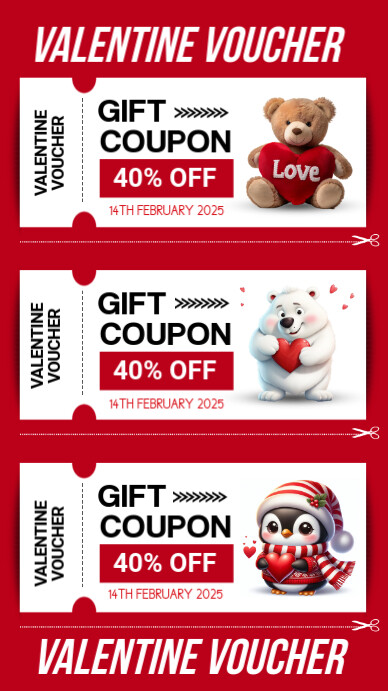Red 3d Valentine's Voucher Instagram Story template