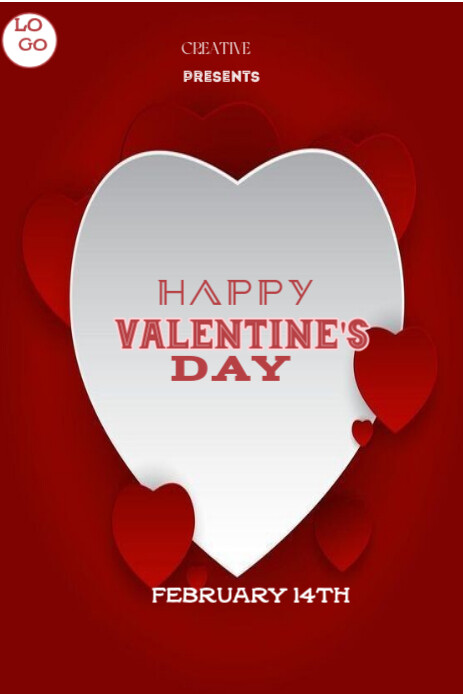 Red 3d Valentine Greeting Card, Customizable  Pinterest Graphic template