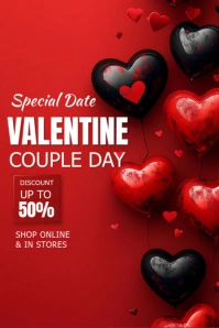 Red 3d Valentine Sale Banner 4' × 6' template
