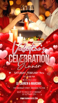 Red 3d Valentines Dinner Instagram Story template