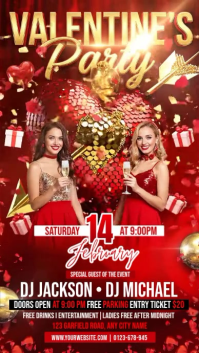 Red 3d Valentines Party Instagram Story template