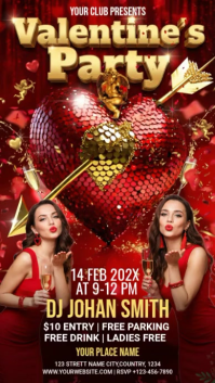 Red 3d Valentines Party Instagram Story template
