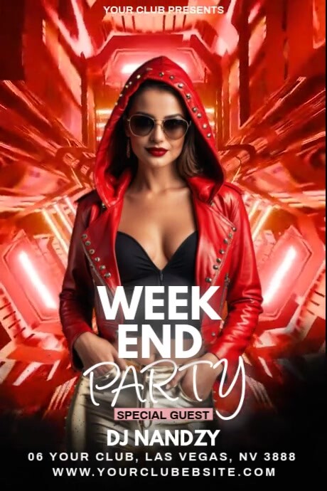Red 3d Weekend Party Poster Template | PosterMyWall