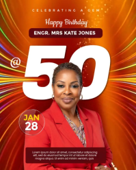 Red 50th Birthday Celebration Instagram Portrait Video template
