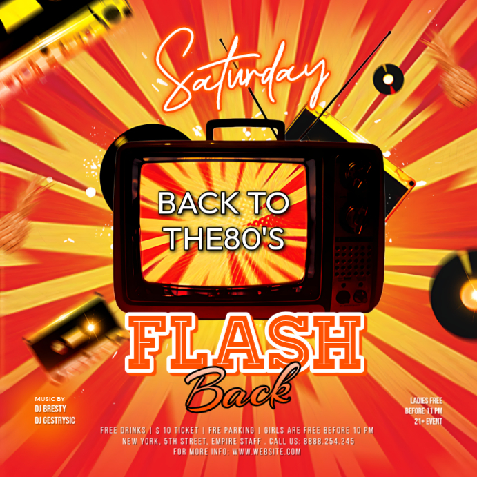 Red 80s Party Instagram Post Template | PosterMyWall