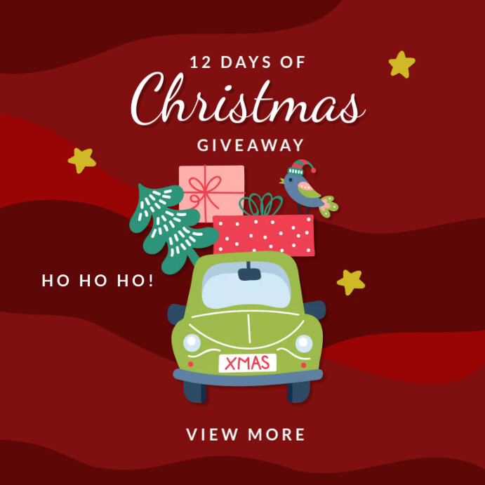 Red Abstract 12 Days Of Christmas Giveaway Instagram Post