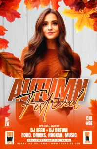 Red Abstract Autumn Festival Editable Template Half Page Wide Media Página Ancho