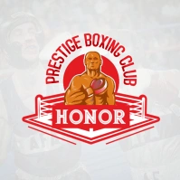 Red Abstract Boxing Fighter Club Logo Templat Logotipo template