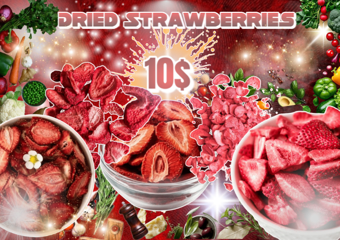 Plantilla de Rojo Dried Strawberries A4 | PosterMyWall