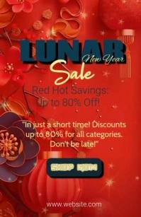 Happy Chinese New Year Sale Discount Half Page Wide Полстраницы широкого формата template