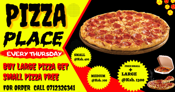 Red Abstract Pizza Place Facebook Ad Facebook-Anzeige template