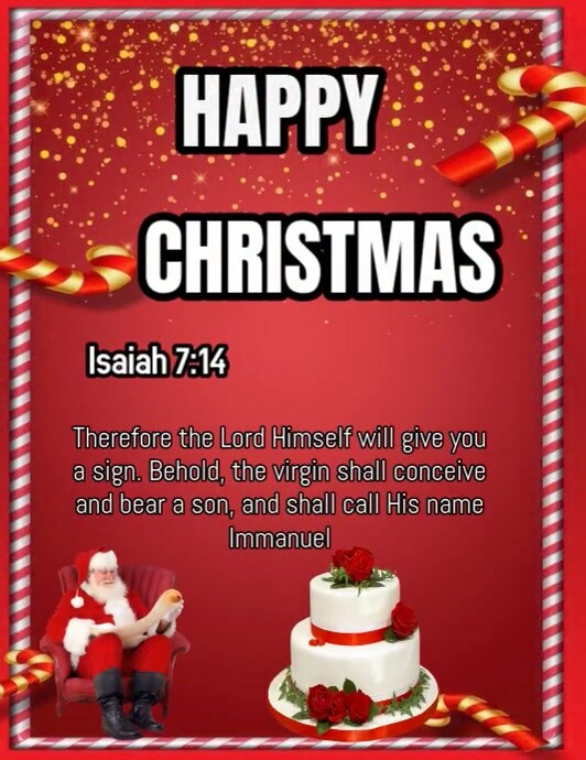 Red Abstract Red Christmas Card Design Templte With Bible Varce Flyer (us Letter) template