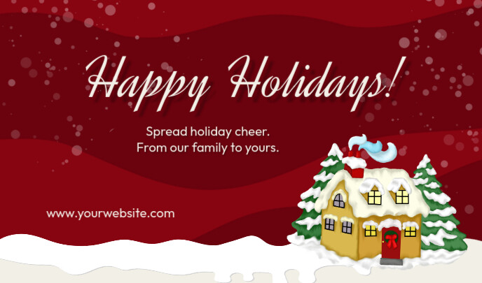 Red Abstract Spread Holiday Cheer. From Our Family To Yours. Tag Etiqueta template